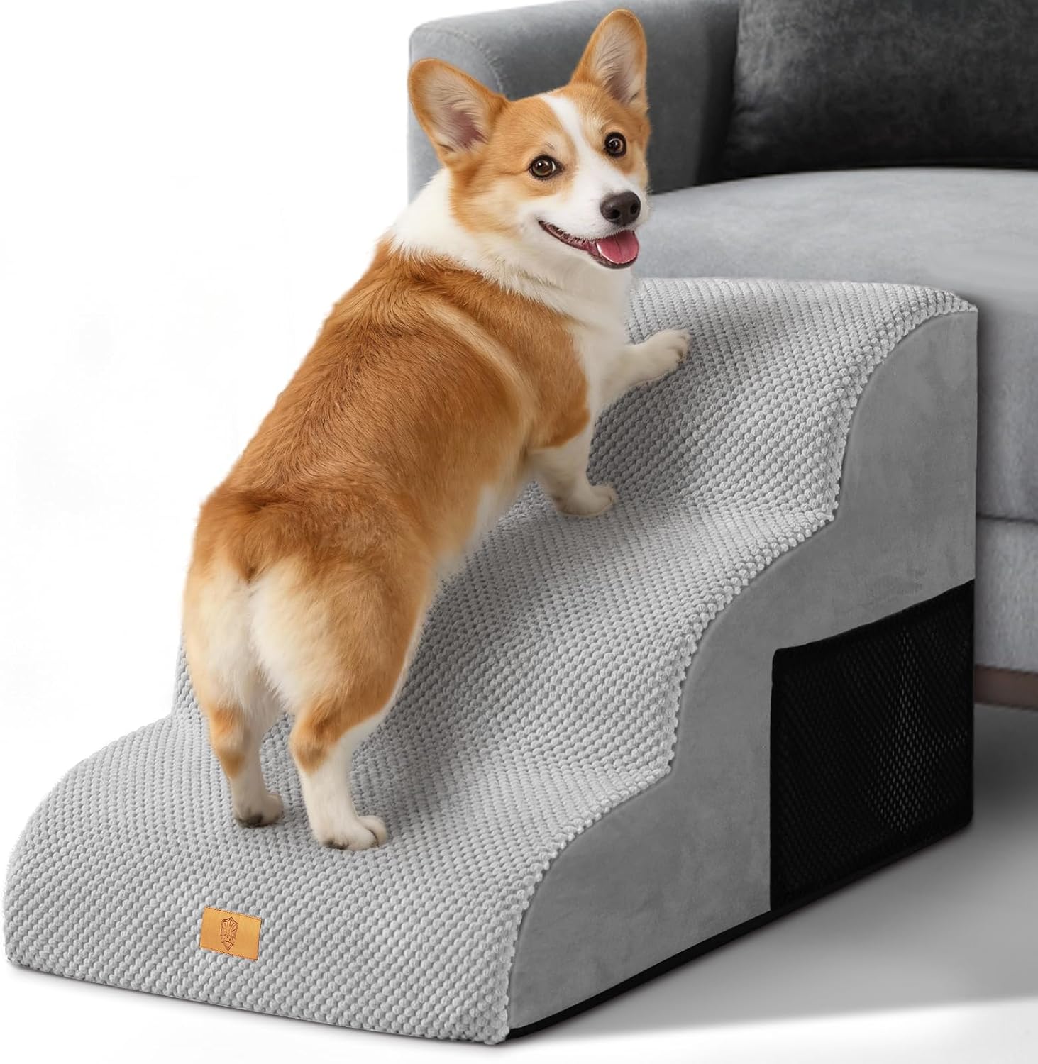 Thumbnail 6 de Thihome Hundetreppe mit 2 Stufen (40 x 40 x 30 cm), rutschfest, mit waschbarem Bezug und 30D-Schaum