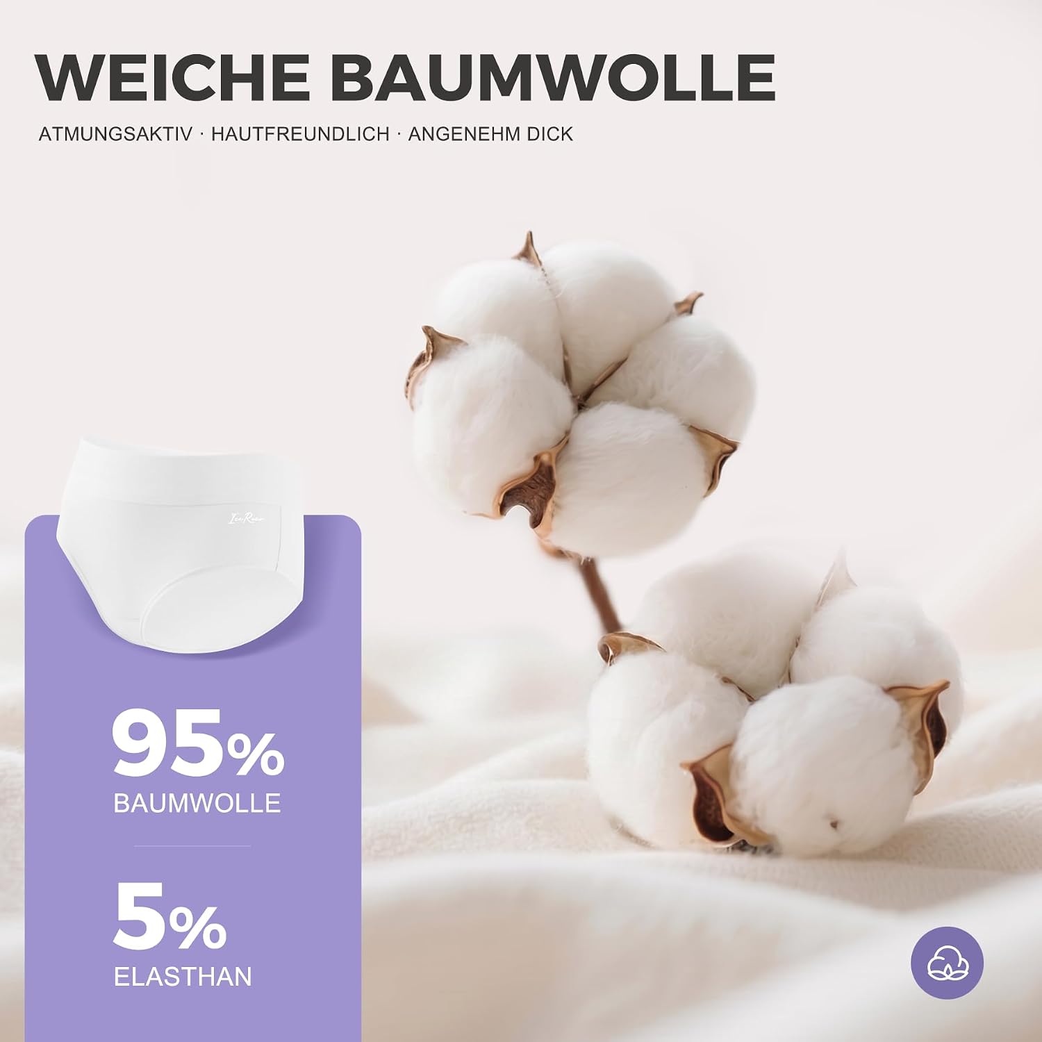 Thumbnail 5 de IceReco Damen-Unterhosen aus Baumwolle im 5er-Pack (hohe Taille, atmungsaktiv, Stretch)
