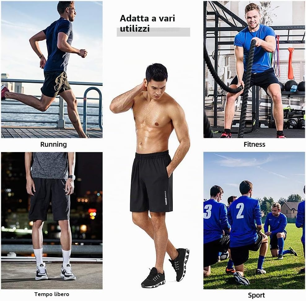 Detalle 2 de BENNALD Pantaloncini Uomo: shorts sportivi traspiranti, leggeri e multiuso per allenamento