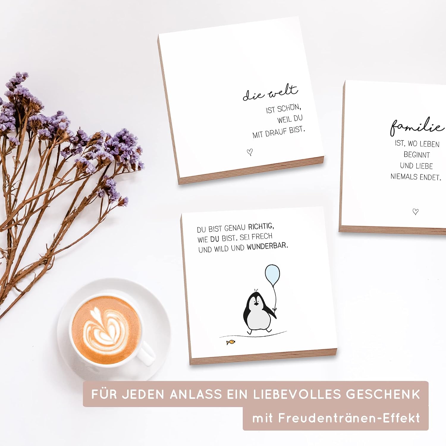 Thumbnail 4 de Wunderpixel Holzbild Du-bist-genau-richtig-Pinguin – 15x15x2 cm, echtem Birkenholz Fotodruck