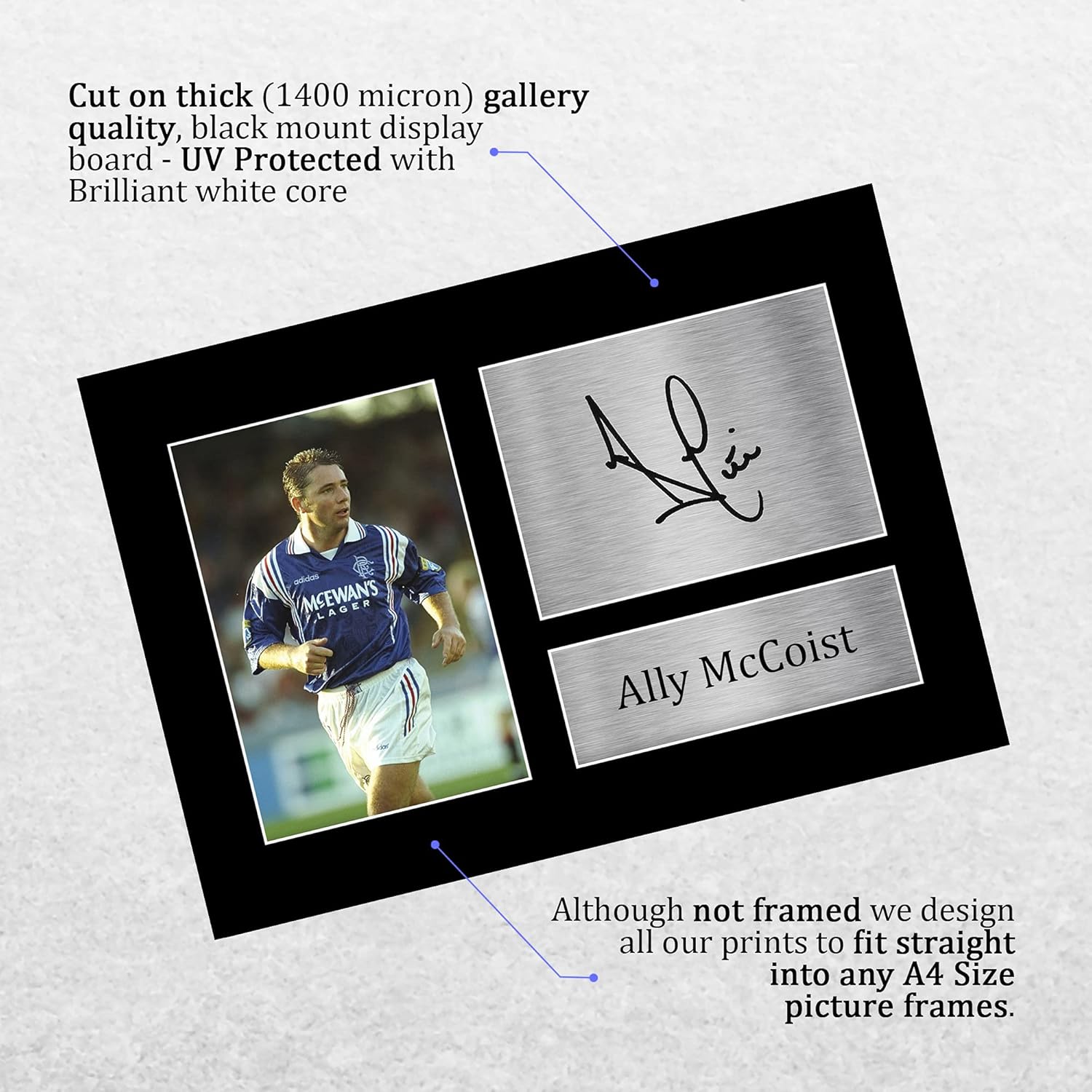 Thumbnail 2 de HWC Trading Ally McCoist A4 Signed Printed Autograph Rangers Gift Display (unframed)