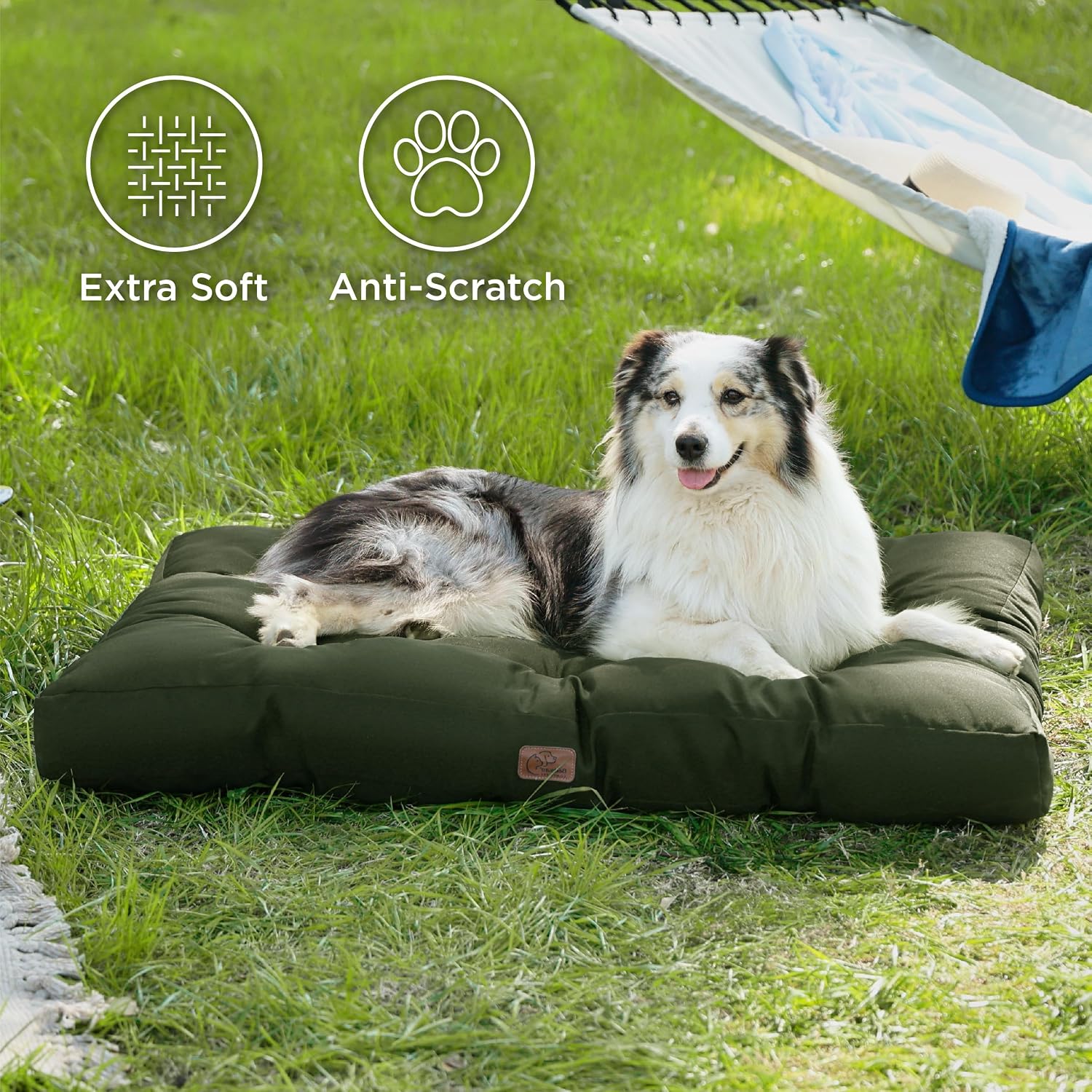 Detalle de Bedsure Washable Dog Bed Extra Large (111x89x9cm) – Oxford Fabric XL Crate Mattress in Green