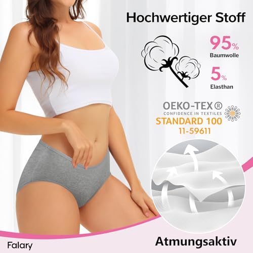 Detalle de FALARY Bragas de algodón cintura media 6 pack (Talla L)