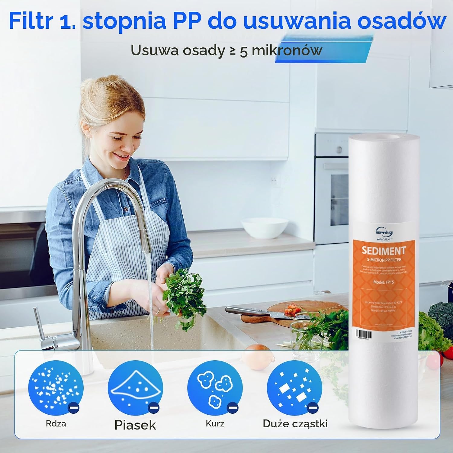 Detalle de iSpring F7-GAC – 7 wkładów do 5-stopniowych systemów odwróconej osmozy