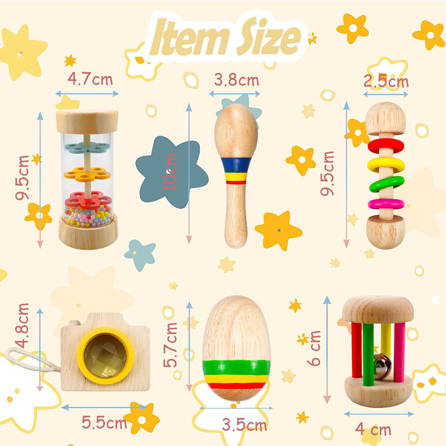 Thumbnail 2 de Wooden Montessori Sensory Rattle & Maracas Toys for 6–36 Months – Gifts for 1, 2 and 3 Year Old Baby Boy or Girl