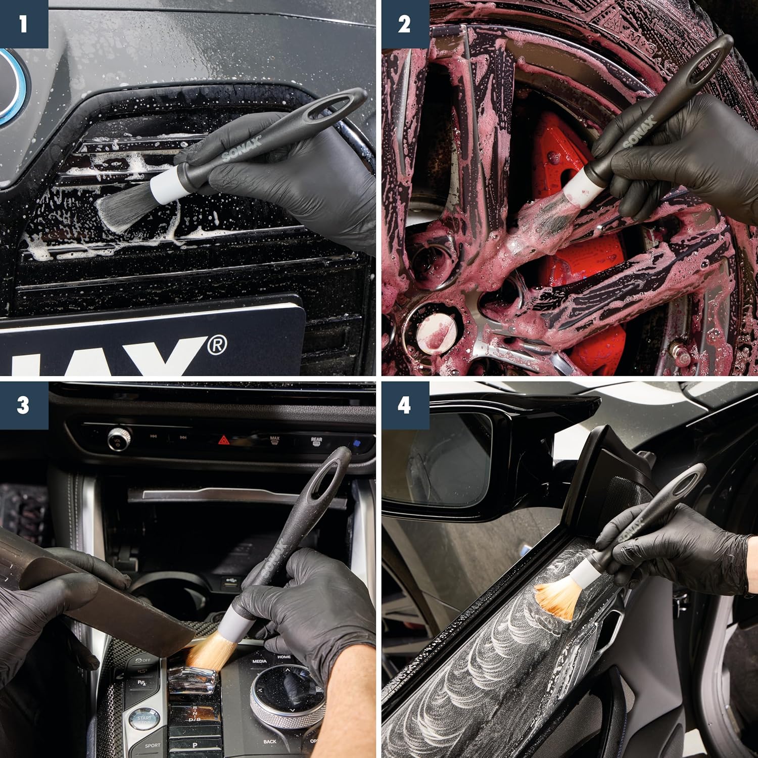 Detalle de SONAX PROFILINE PinselSet (2 Stück) für schwer zugängliche Fahrzeugbereiche
