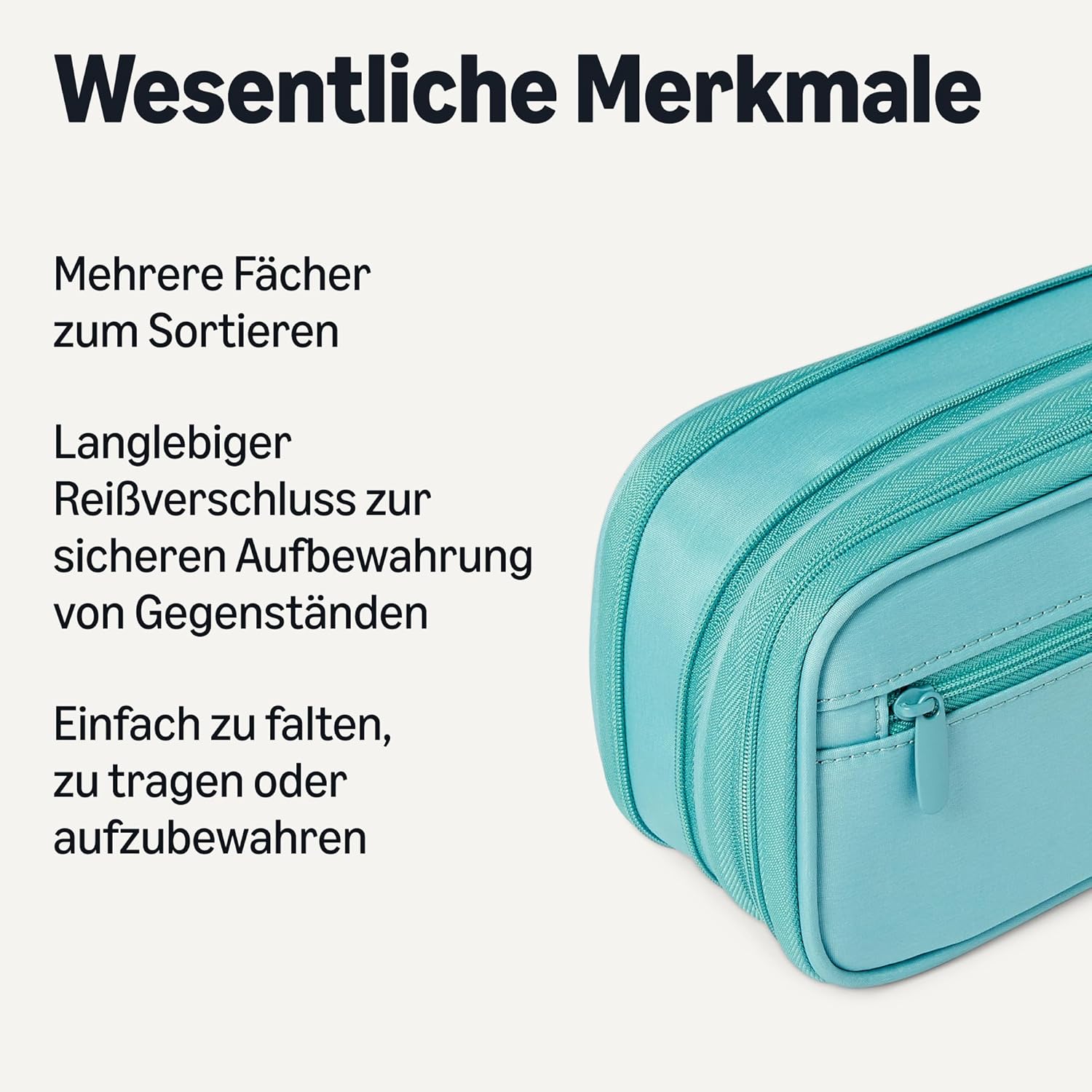 Thumbnail 1 de Amazon Basics Mehrzweck-Federmäppchen L Unifarben helles Türkis 📘