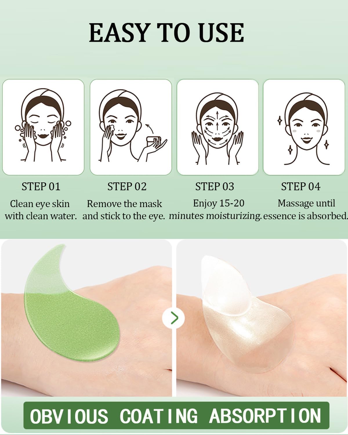 Detalle de KAIYOCA Aloë Vera oogmasker, 60 hydrogel oogpatches