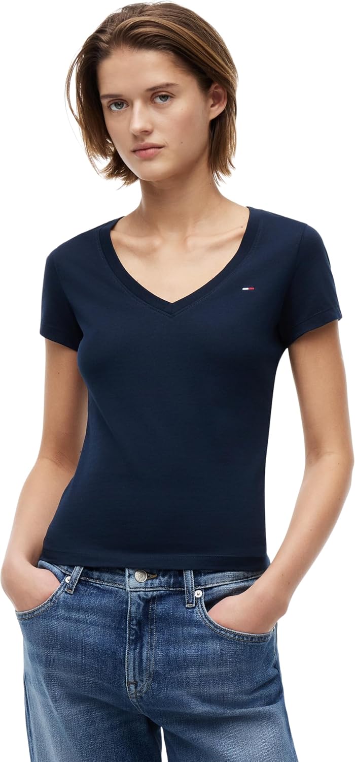 Detalle de Tommy Jeans T-Shirt Donna Slim a V in cotone rigenerato