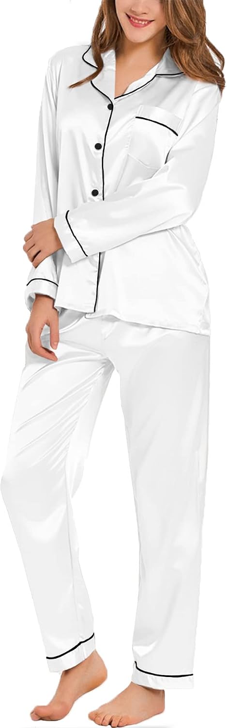 Detalle de SWOMOG Silk Satin Pajamas 2-Piece