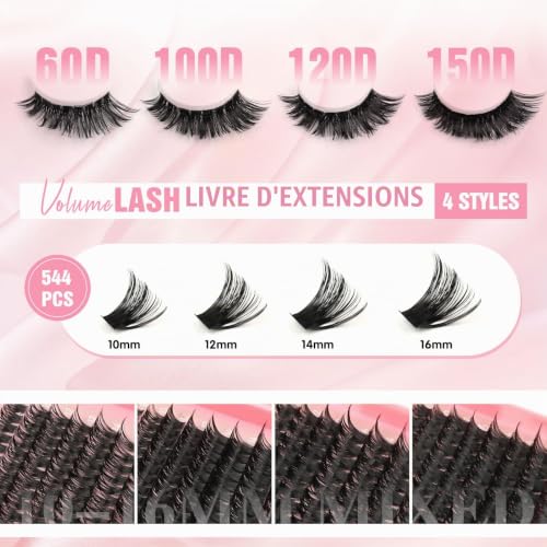 Detalle de Sixstarhair kit de faux cils en bouquets, 60D à 150D, 10–16 mm