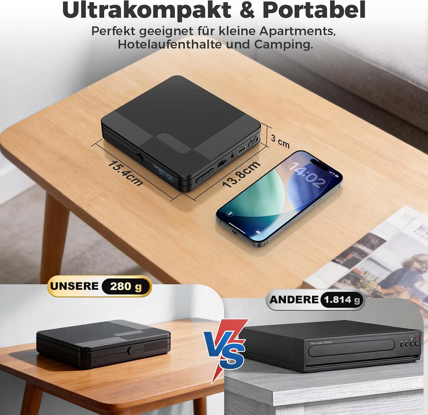 Detalle de Timzeit DVD Player für Fernseher – kompakt, vielseitig und regionfrei