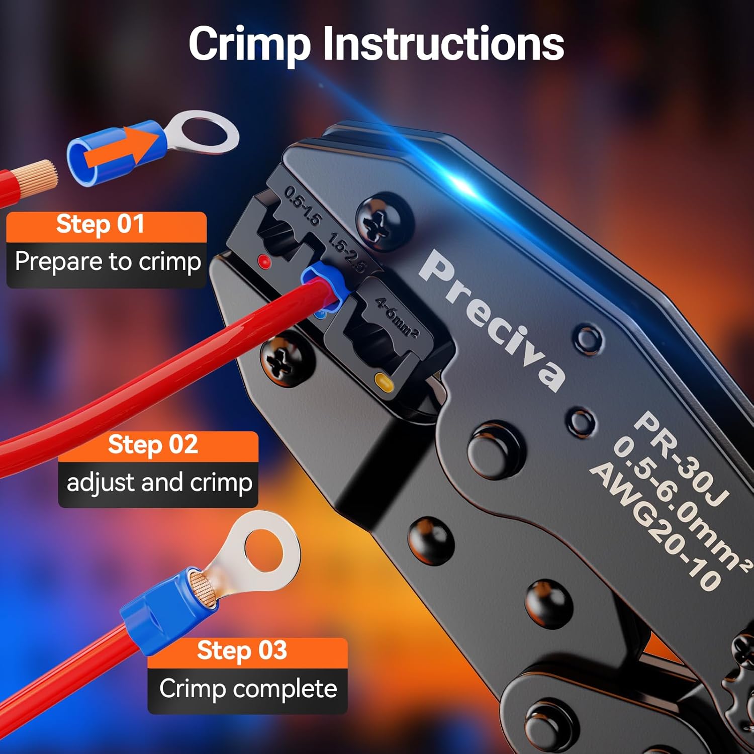 Thumbnail 5 de Preciva Insulated Wire Terminal Crimping Tool with 680-Piece Connector Kit
