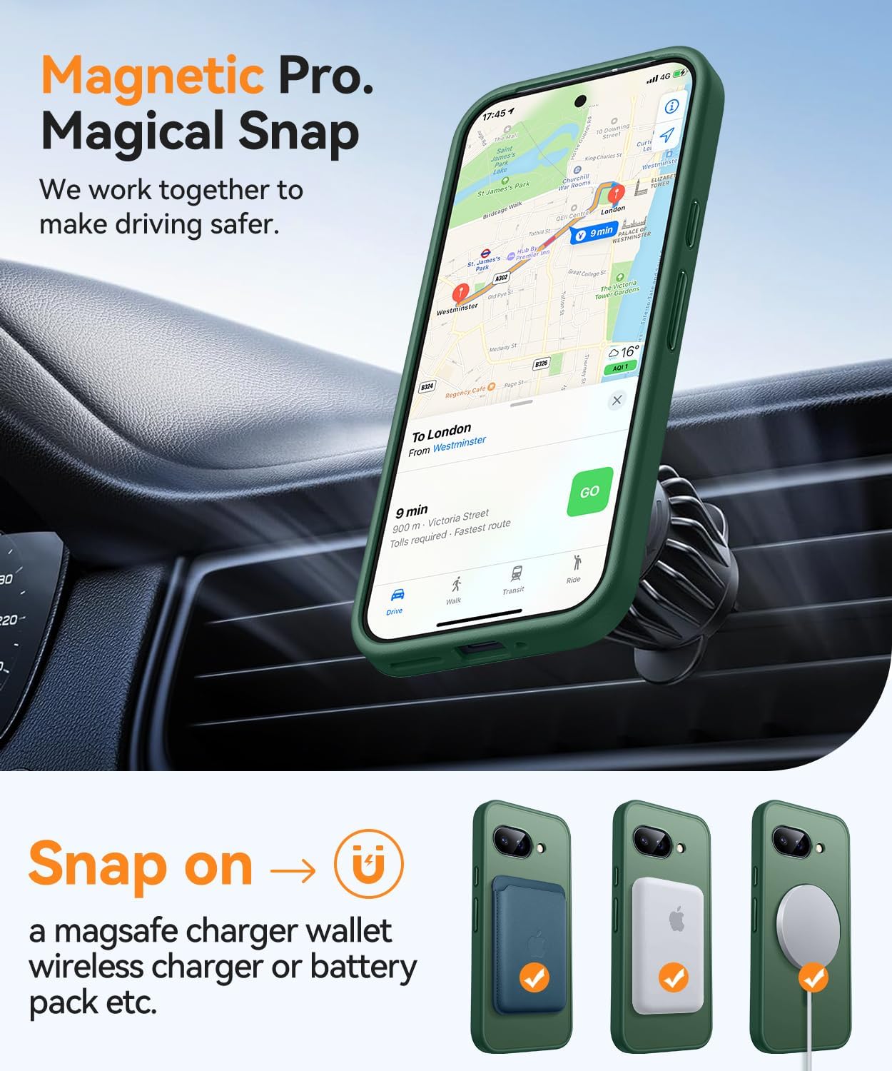 Detalle de CANSHN Cover Magnetica per Google Pixel 9a (6.3”) – protezione completo obiettivo, verde profond
