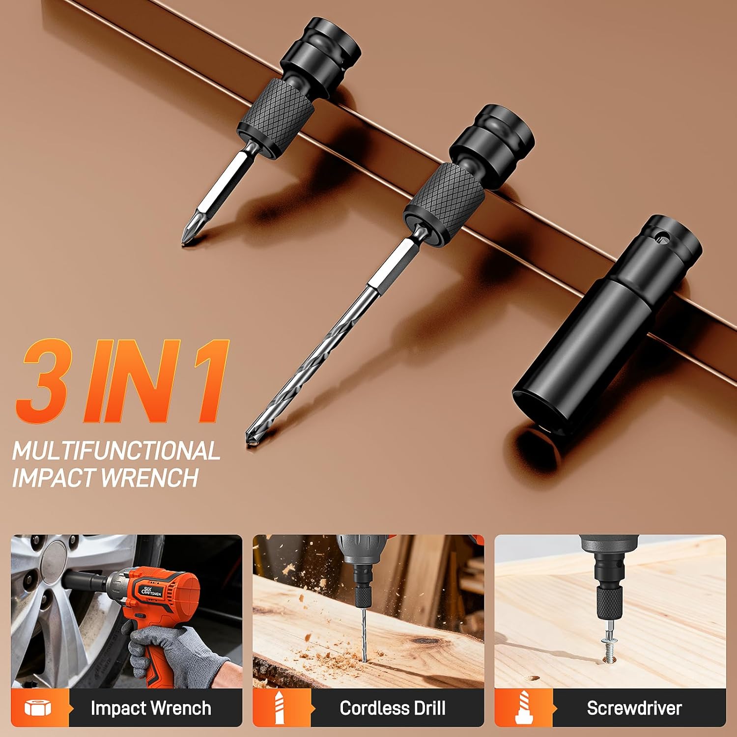 Detalle 2 de SIX CRAFTSMEN 21V Brushless Impact Wrench 500N·m