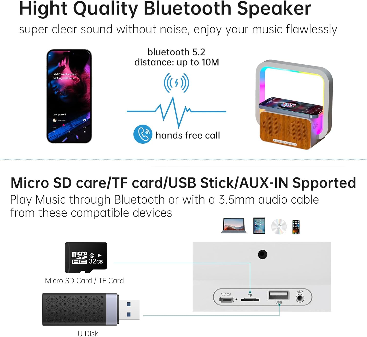 Thumbnail 2 de Bluetooth Lautsprecher Nachtlicht mit Wireless Charger