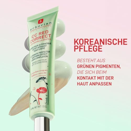 Detalle de Erborian CC Red Correct: Creme gegen Rötungen mit Centella Asiatica, SPF 25, 45 ml
