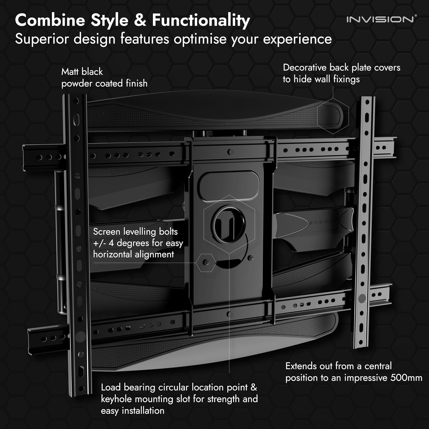 Thumbnail 4 de Invision Ultra Strong TV Wall Bracket Mount Double Arm 〉 94-190.5cm