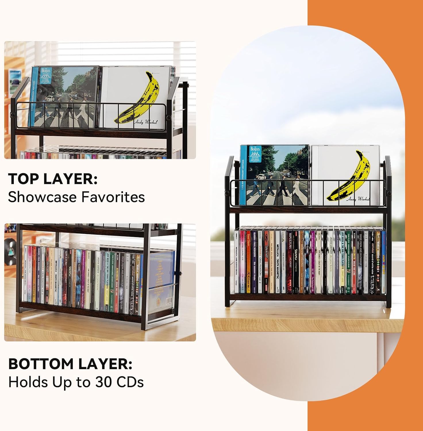 Thumbnail 1 de TJ.MOREE 2 Tier CD Holder, 60 CDs storage
