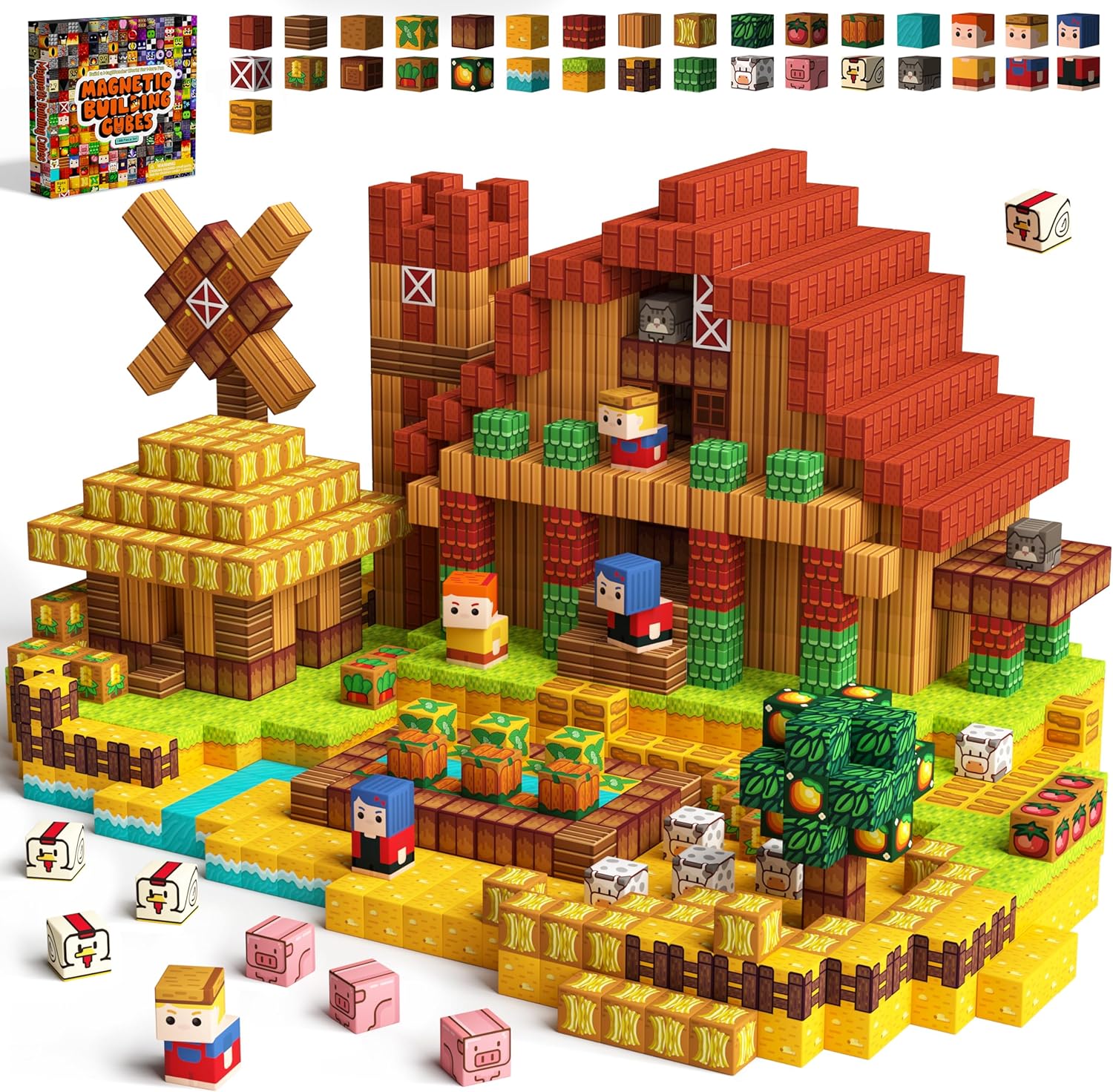 Detalle de idoot 100PCS Magnetic Building Blocks Set - Farm Theme for STEM & Montessori Learning