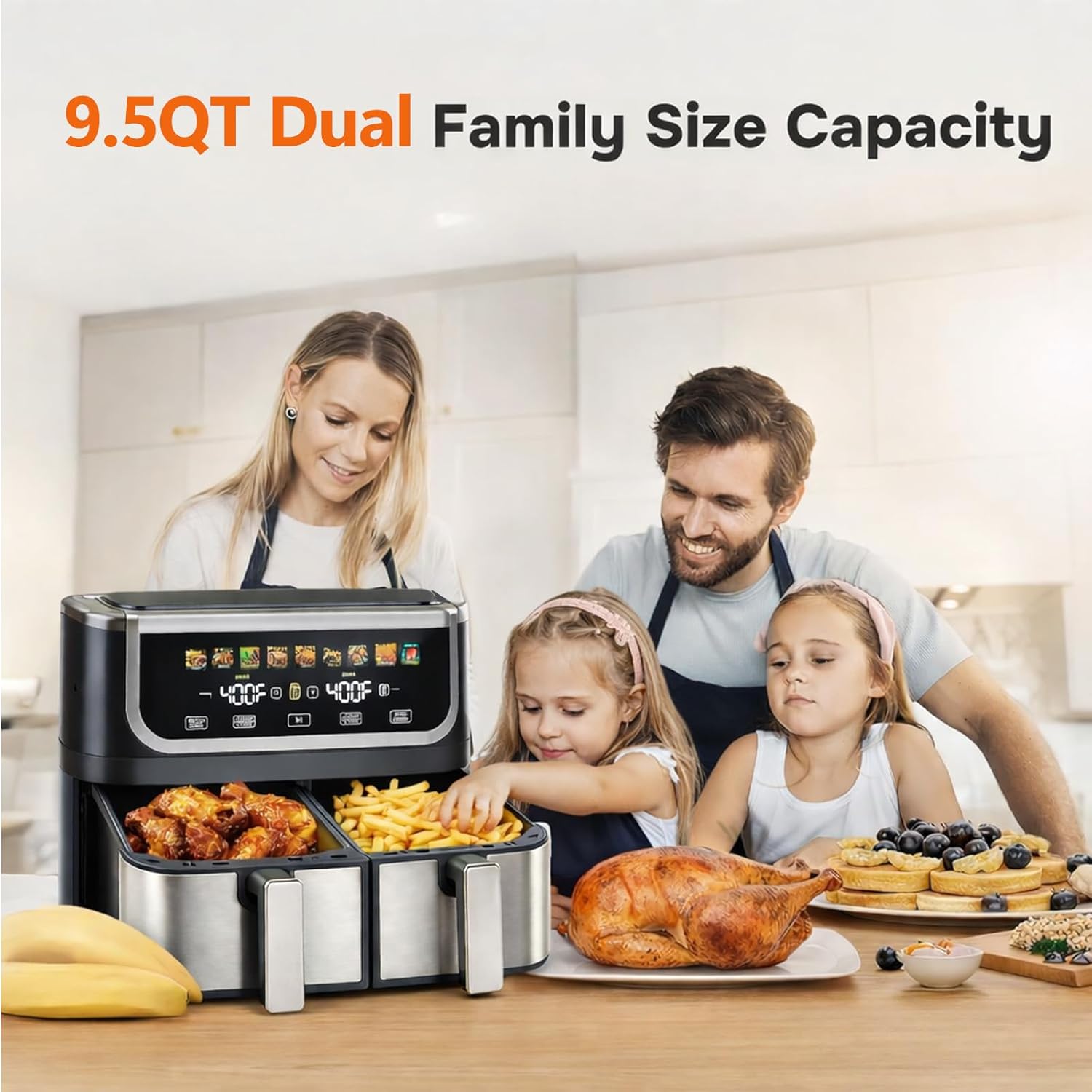 Thumbnail 6 de Simple Deluxe 9.5-Qt Dual Basket Air Fryer (10-in-1) with Sync Cook and Independent Temperature Control