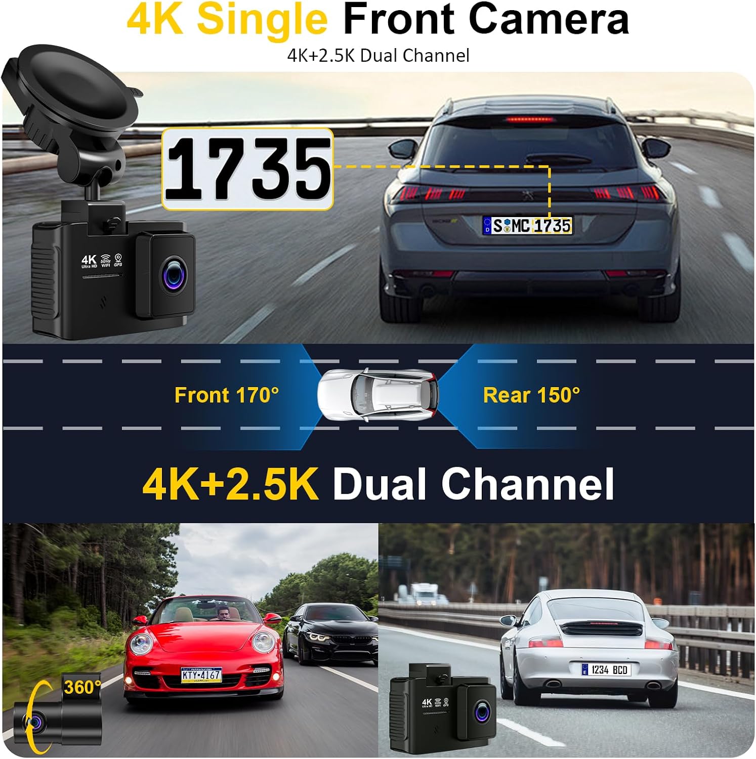 Detalle 2 de WANLIPO Dual-Channel Dash Cam 4K
