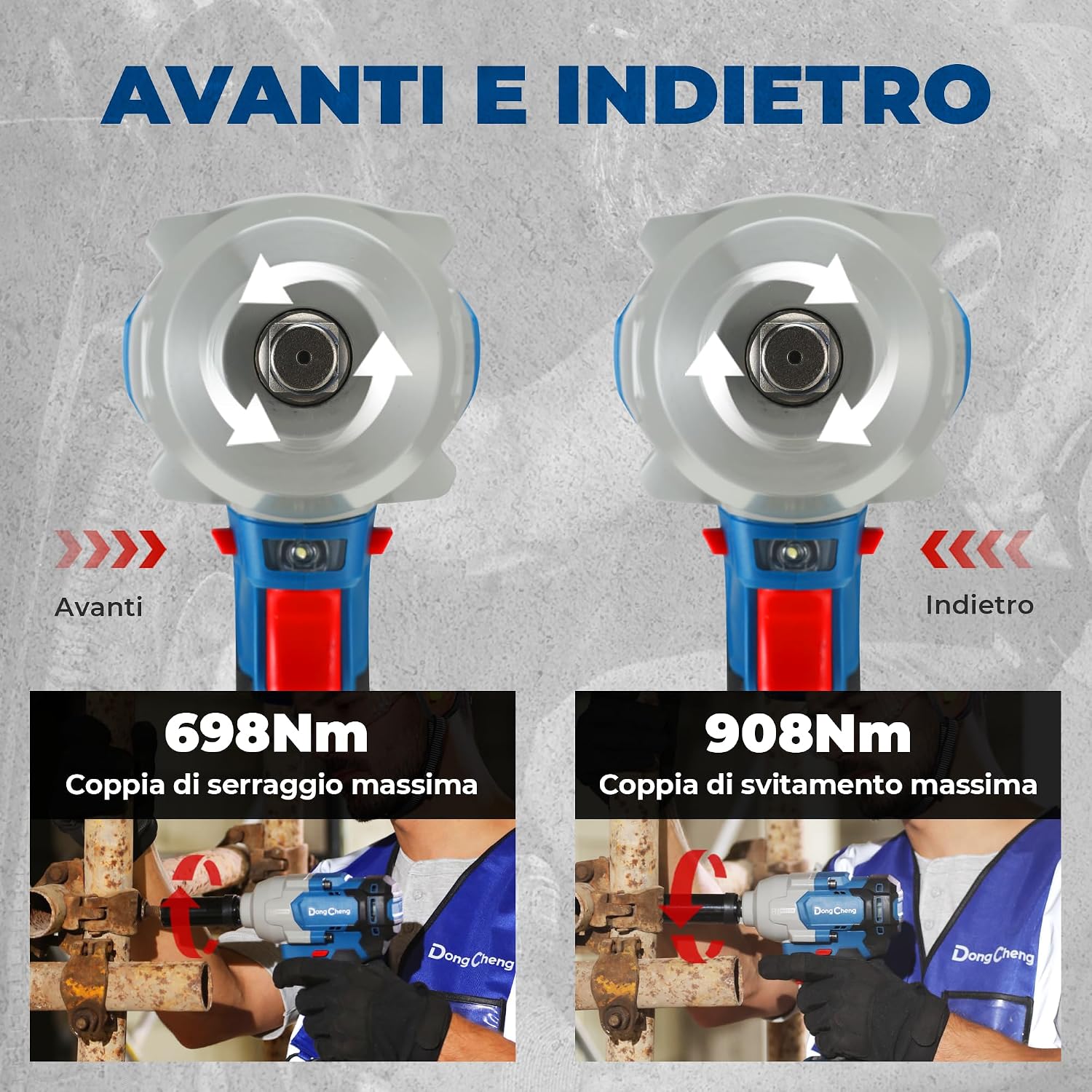 Thumbnail 5 de Dong Cheng 20V Chiave a Impatto senza Spazzole, 908 Nm (4 modalità) con 2 Batterie 4,0 Ah e Kit completo