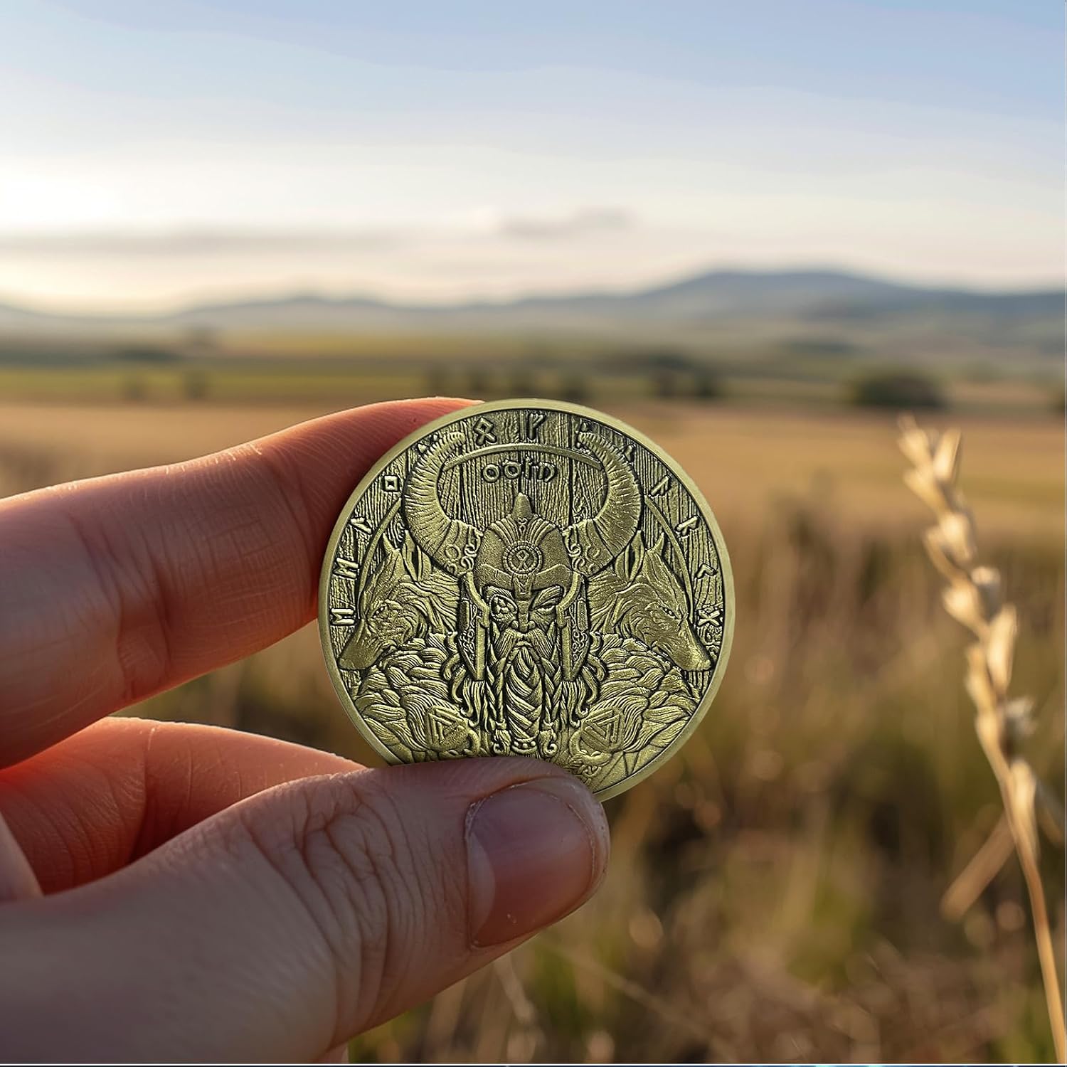 Thumbnail 4 de AtSKnSK Odin Münze als Wikinger Valknut Amulett (Valknut-Knoten) für Männer