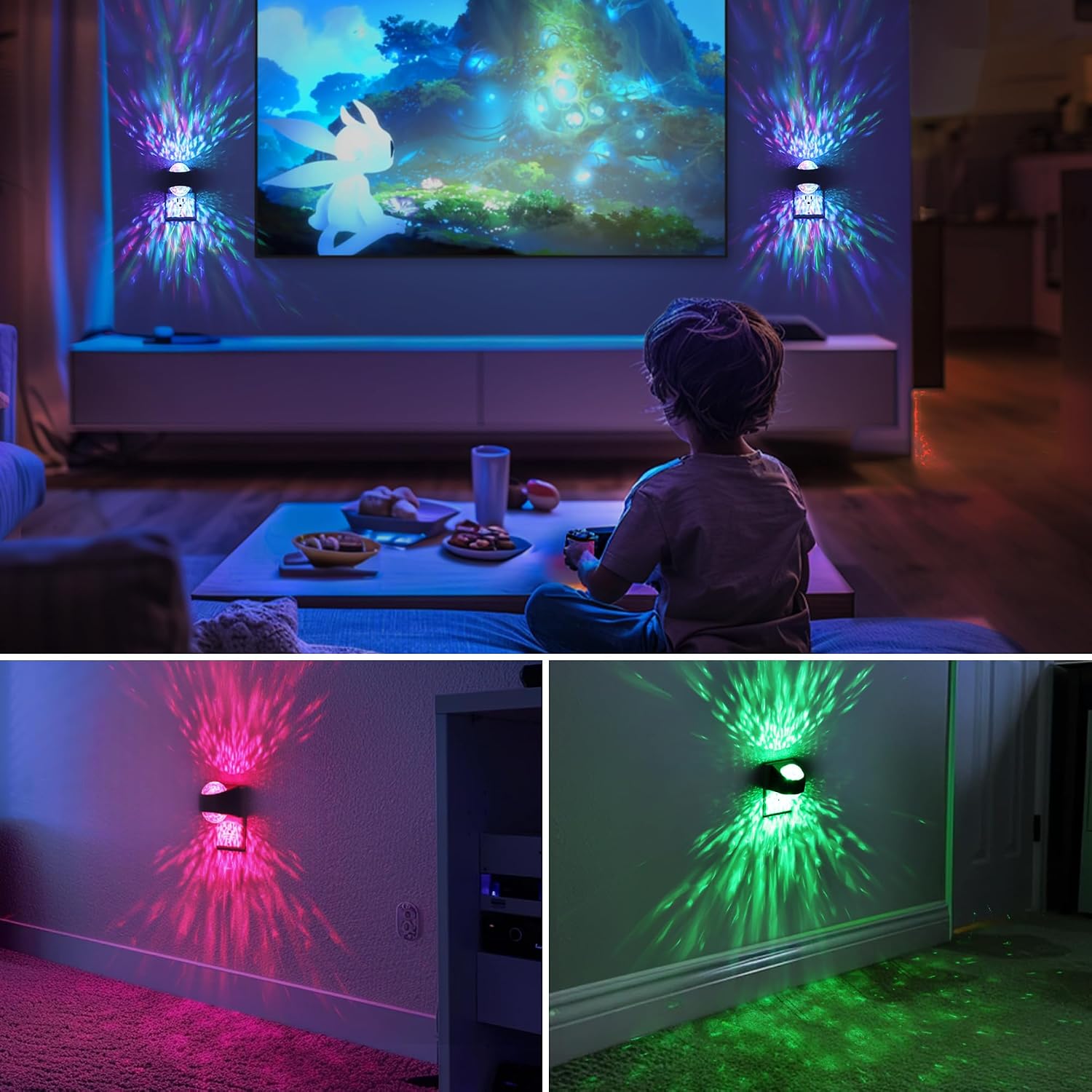 Detalle de Briignite IP207 Star Projector Night Light, 9-Color RGB, Dusk-to-Dawn Sensor