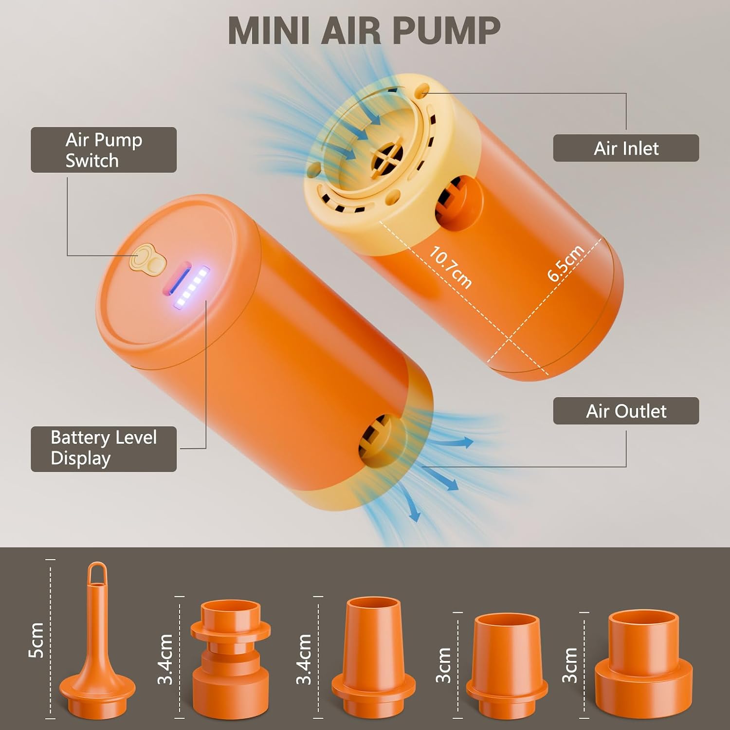 Detalle 2 de CLOPAE Electric Mini Air Pump for Inflatables