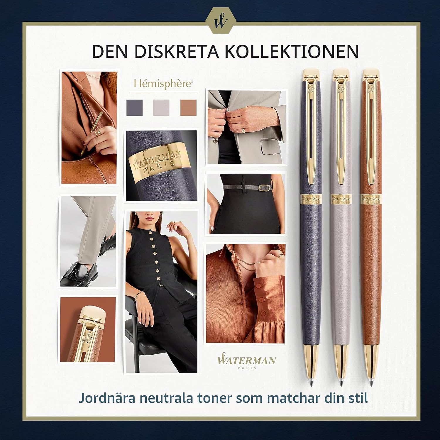 Detalle 2 de Waterman Hémisphère Understated Edit rollerballpenna, Lava Black med svart bläck