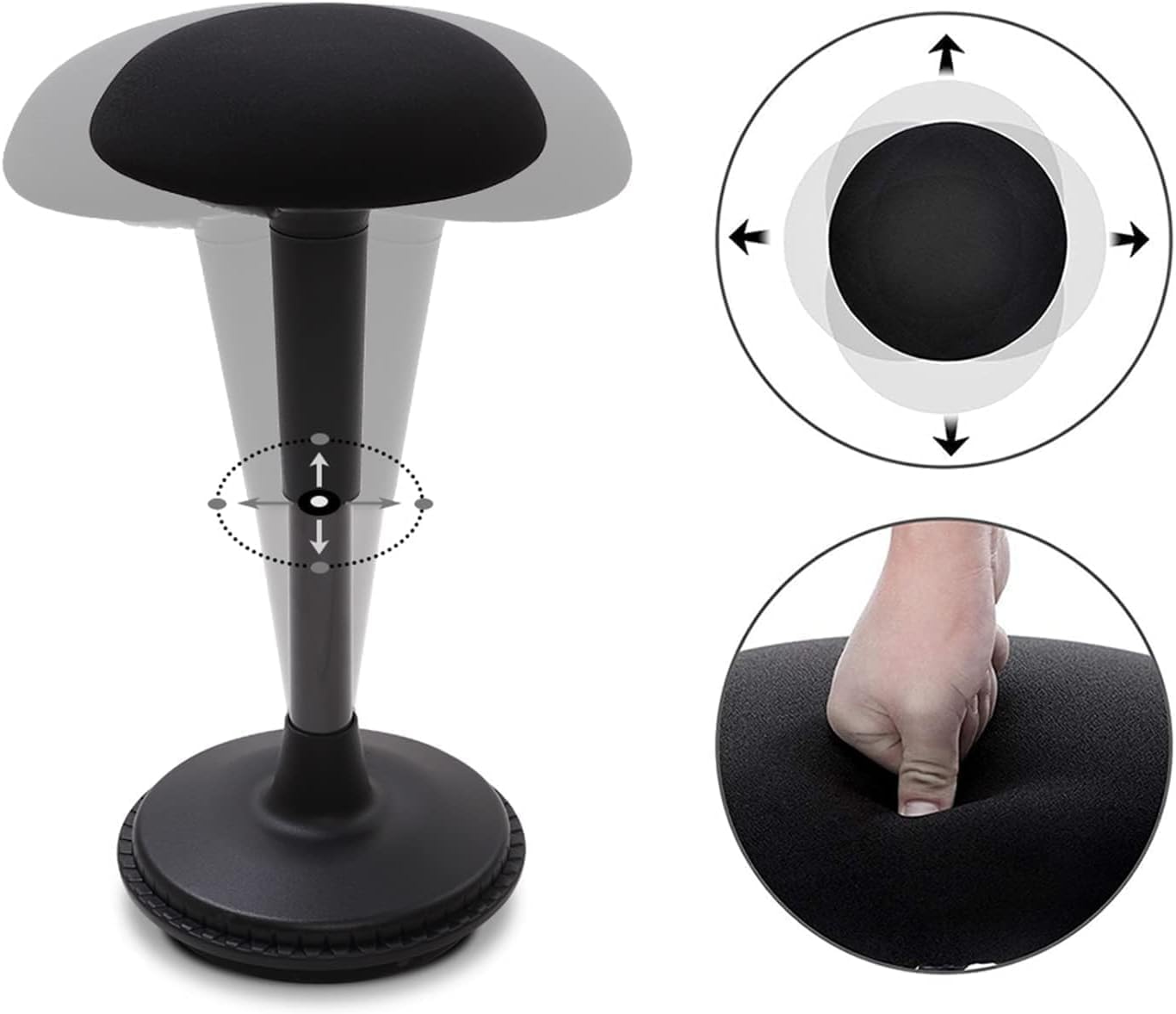 Thumbnail 6 de FLEXISPOT Ergonomic Desk Stool for Standing Desk – Height Adjustable Active Sitting Stool, 360° Swivel, Black
