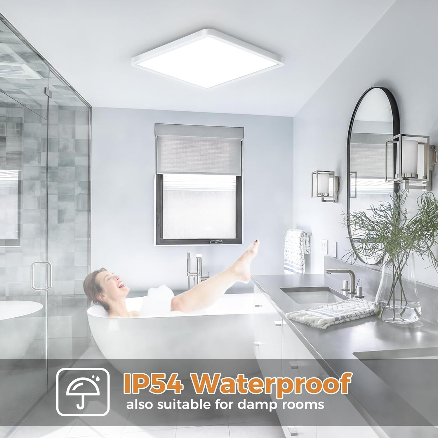 Thumbnail 4 de slochi 2Pack LED Ceiling Light (IP54) 3 colour temperatures 3000K/4000K/6500K, slim square bathroom & utility light