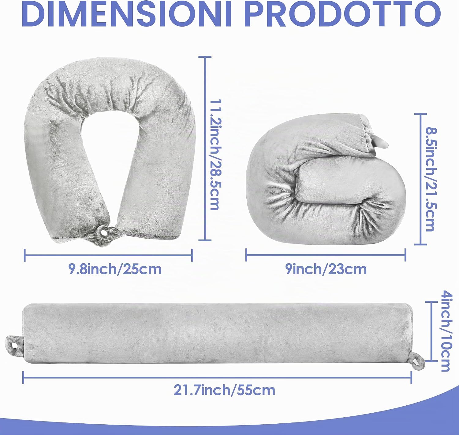 Detalle 2 de BAVATEE Cuscino da Viaggio Memory Foam Regolabile – Comfort Cervicale per Aereo, Treno e Auto