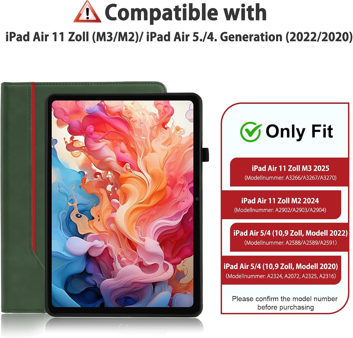 Detalle 2 de AsWant Hülle iPad Air 11 Zoll M3/M2 Grün