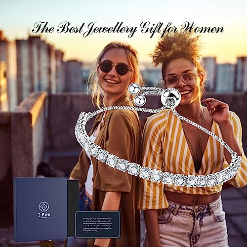 Thumbnail 5 de J.Fée Silver Tennis Bracelet for Women – Adjustable S925 Jewellery with Clear CZ Stones