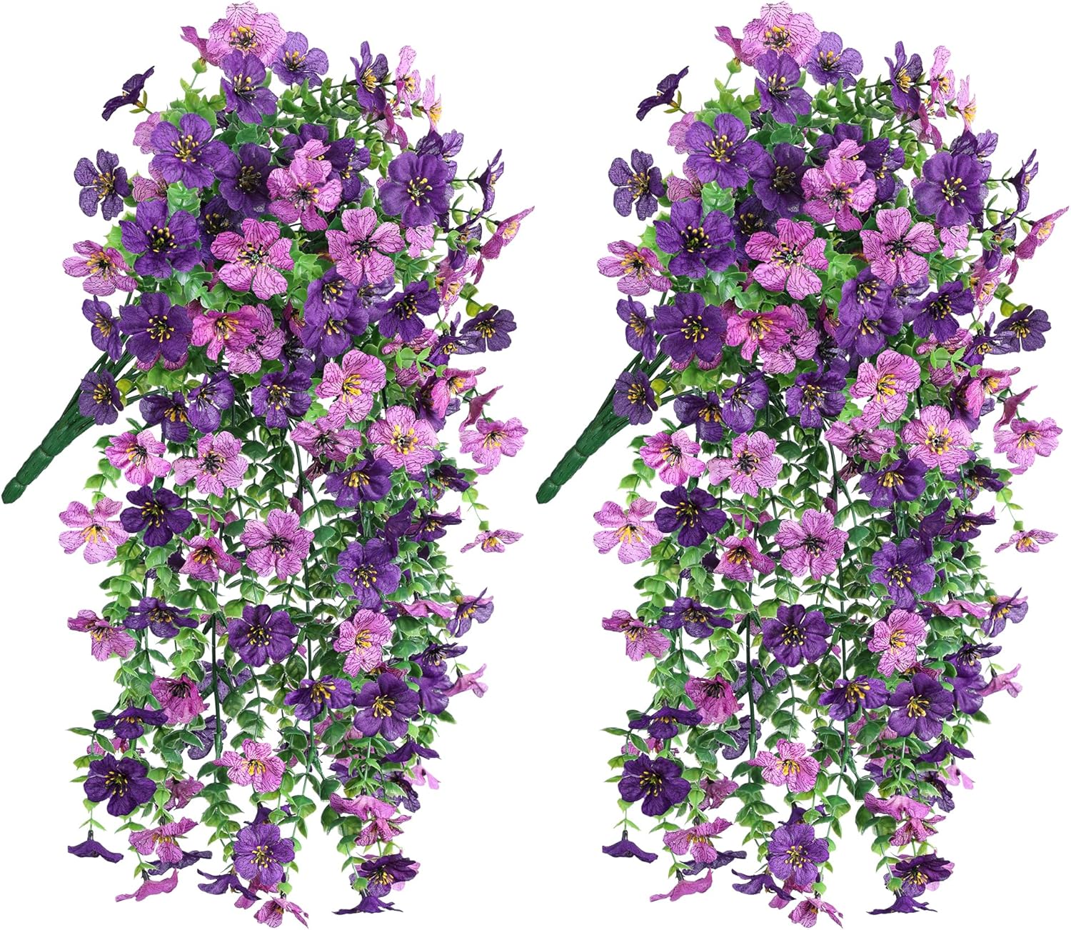 Thumbnail 6 de HyeFlora Outdoor Artificial Flowers, 2-Pack Dark Purple & Purple Hanging Flowers