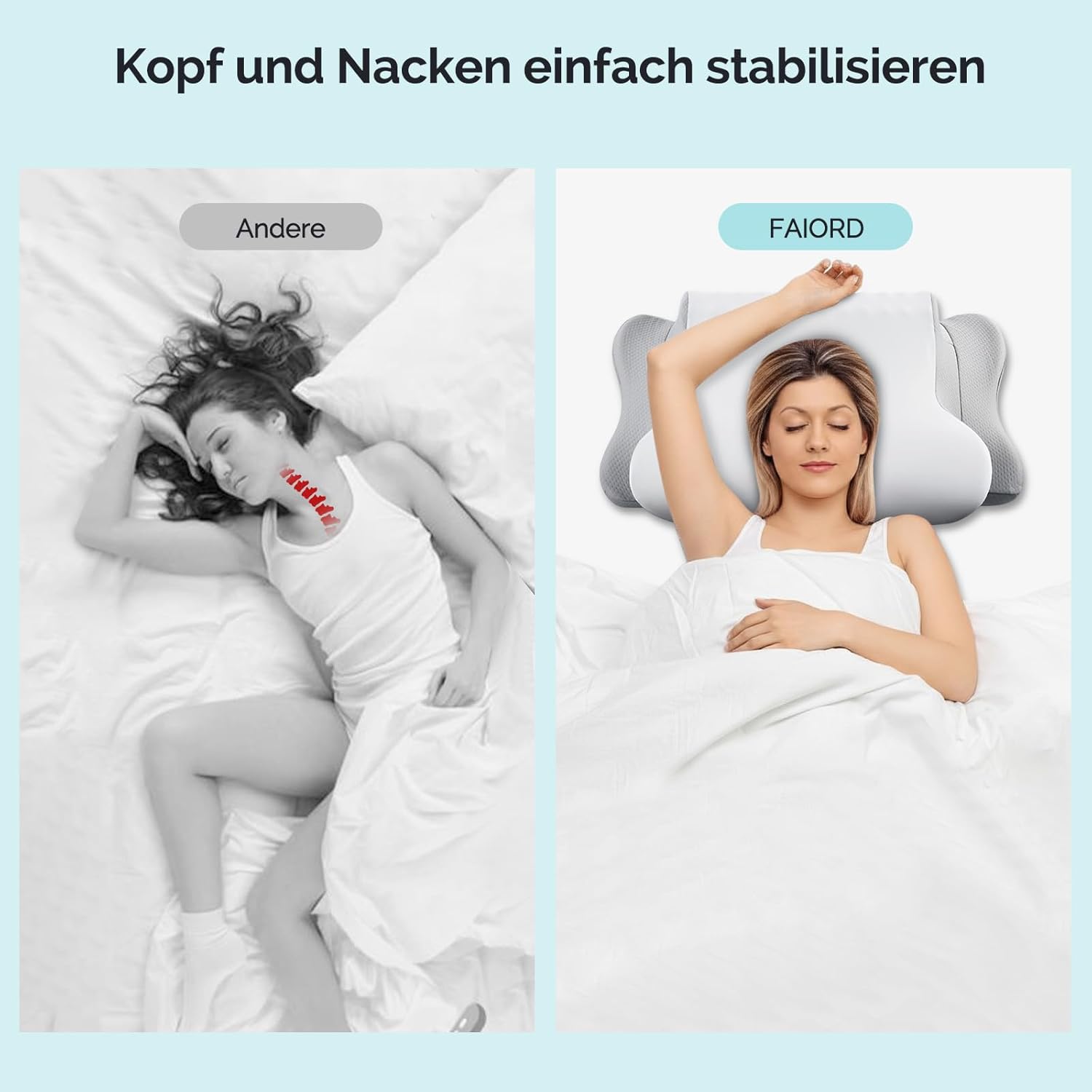 Thumbnail 5 de Nackenkissen Bücherkissen Kopfkissen aus Memory Foam mit Nackenstütze – ergonomisches Stützkissen für Seitenschläfer