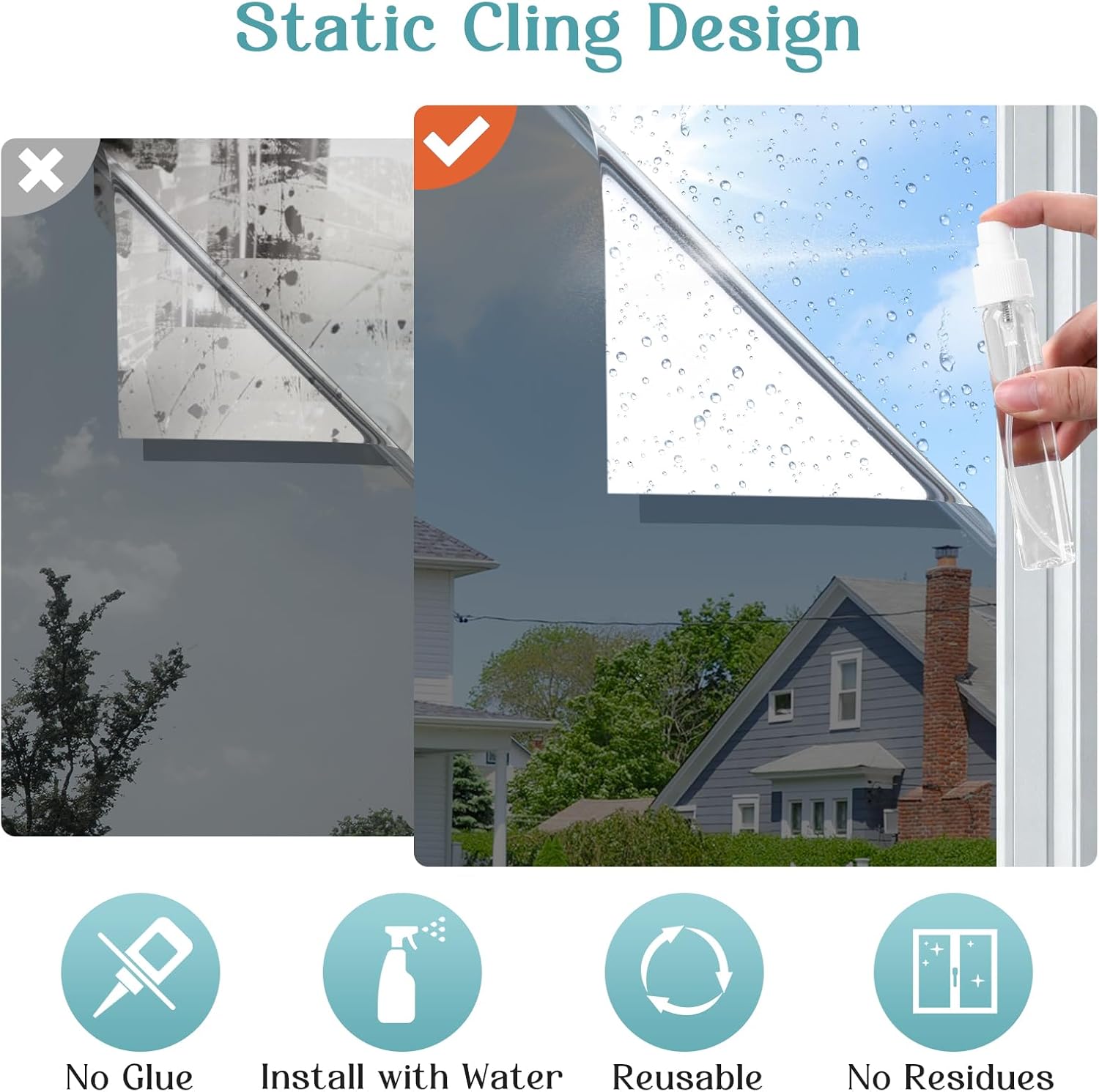Thumbnail 5 de Haton YRSJMM Static-Cling Window Film, Black-Silver, 17.5" x 157.4