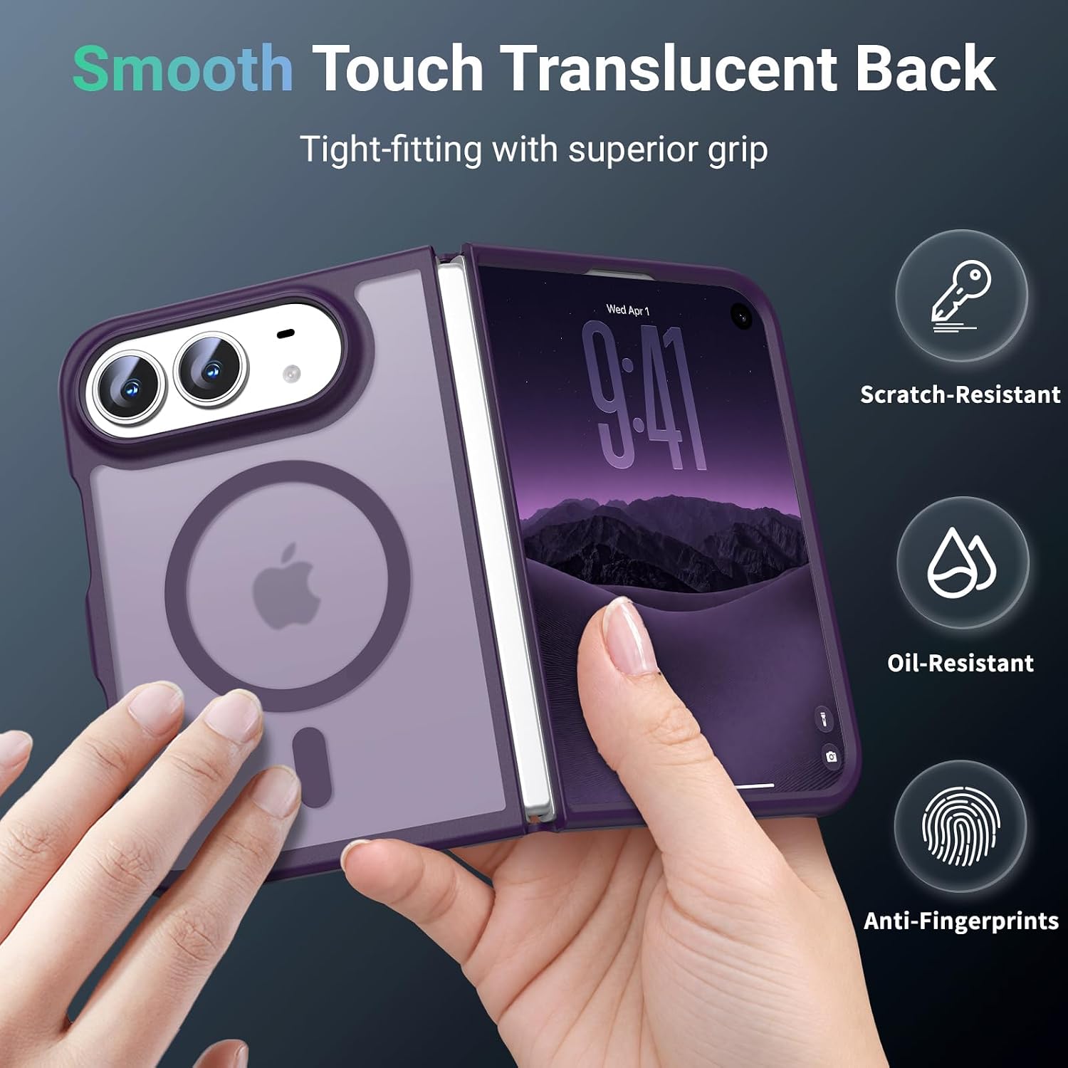 Detalle de jaroco 001 iPhone Duo Case, Dark Purple TPU with MagSafe-Compatible Magnetic Ring
