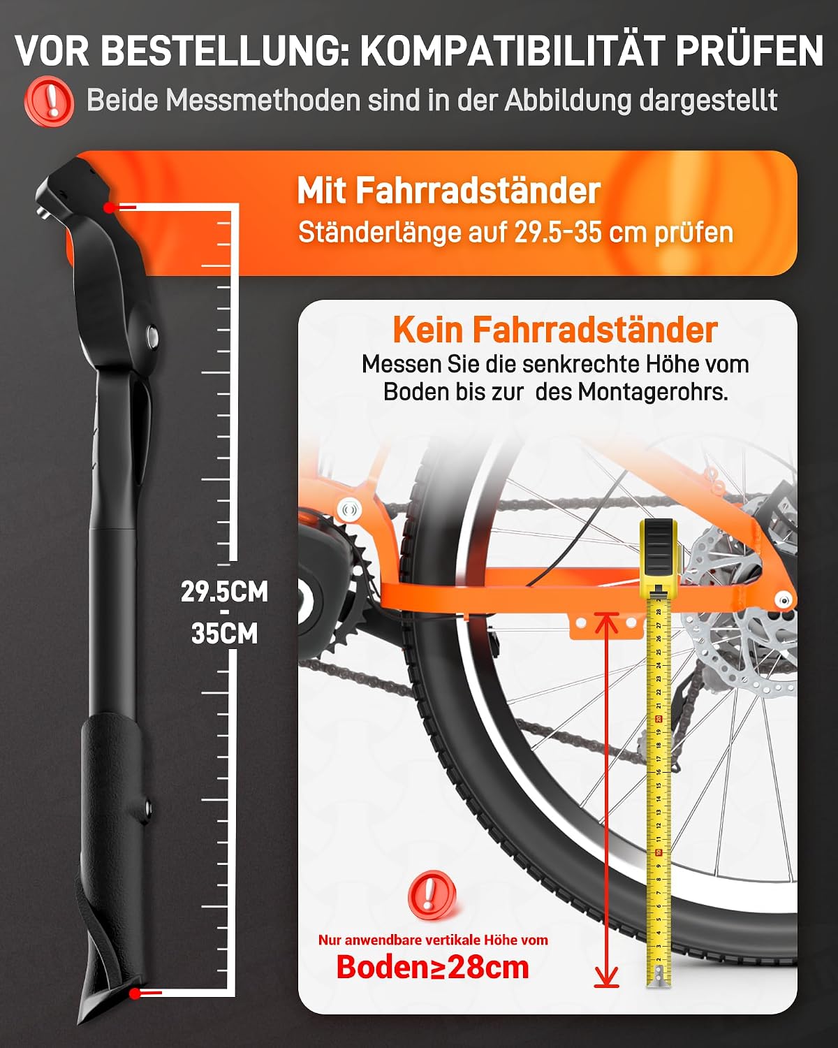 Detalle de HENMI Fahrradständer 24–29 Zoll – Stabiler Seitenständer mit 40 mm Lochabstand