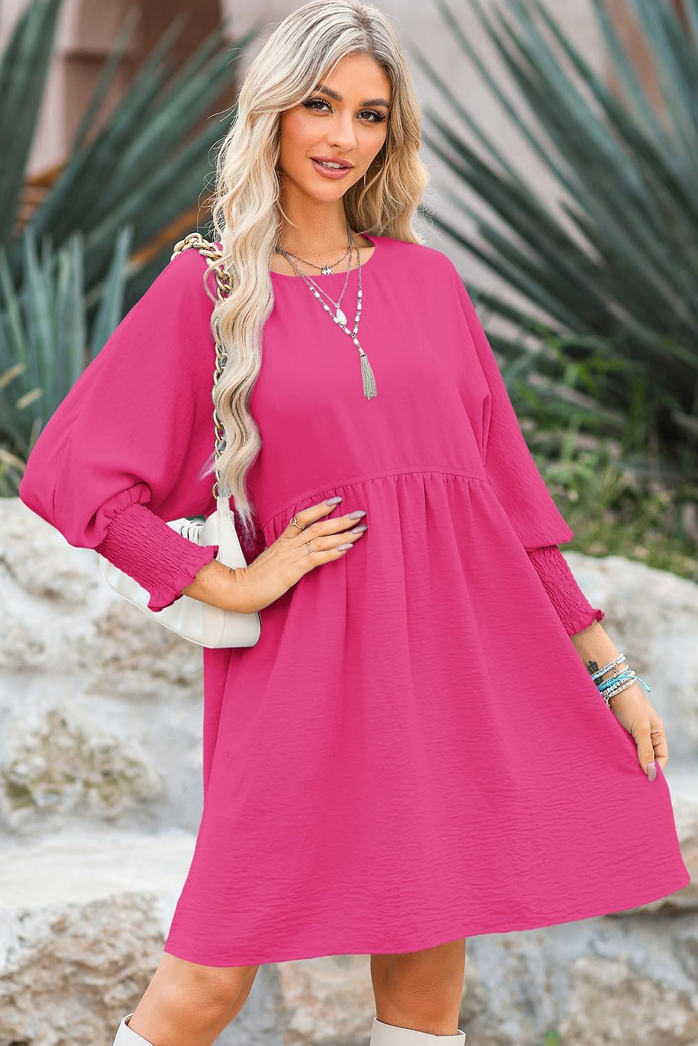 Thumbnail 3 de Dokotoo Women’s Casual Babydoll Tunic Dress with Empire Waist and Tiered Ruffle Hem