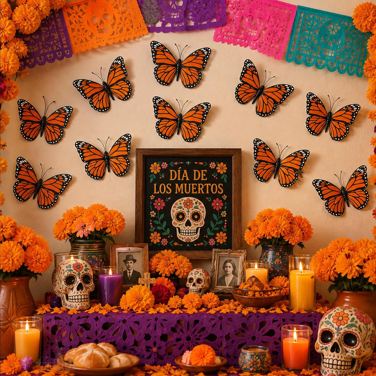 Thumbnail 4 de OHOME Monarch Butterfly Decor-OHOME-2026A1 3D Day of the Dead Decorations, 12-Piece Set