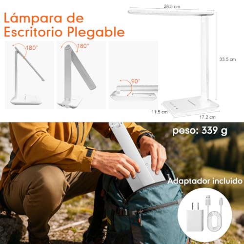 Thumbnail 4 de karidi Lámpara de Escritorio LED Recargable: 45 LEDs, 5 colores y 5 intensidades, plegable y portátil