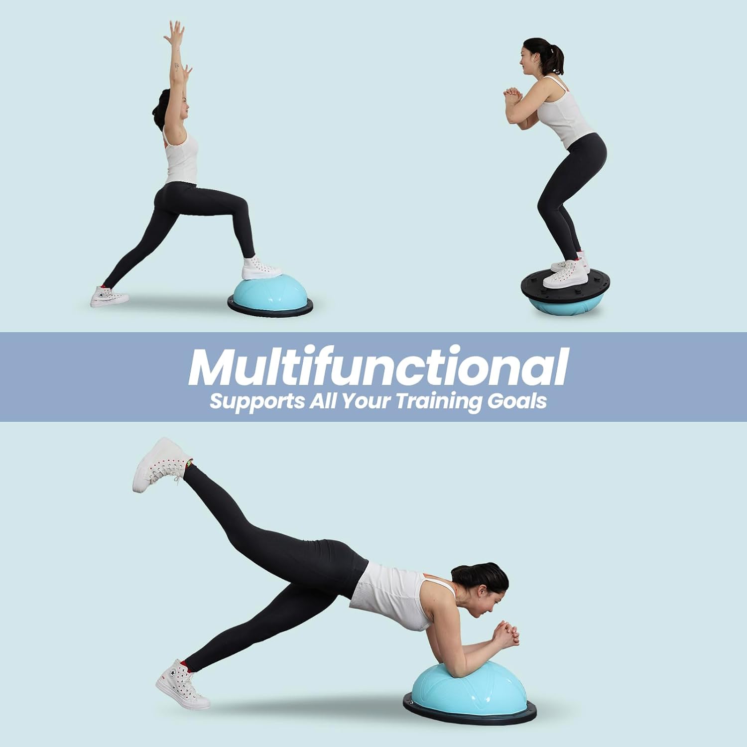 Detalle de DH FitLife Balance Ball: Dual-Sided Yoga Balance Trainer (Φ60×22cm) with Bands and Pump