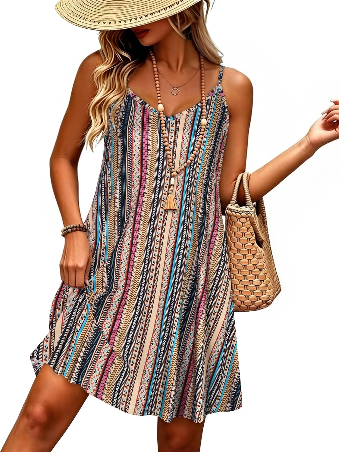 Detalle de JOELLYUS Women's Spaghetti-Strap Sundress