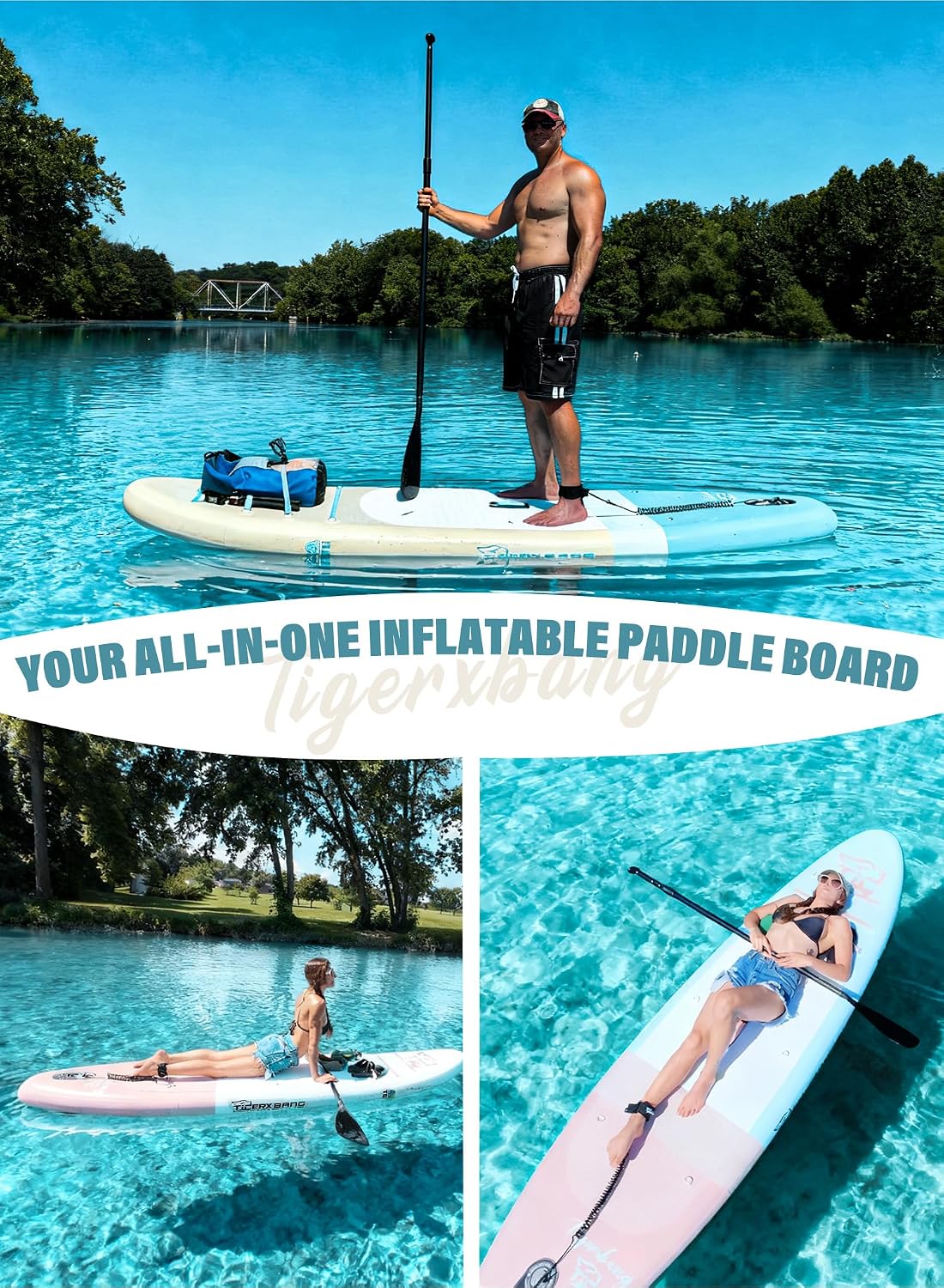 Thumbnail 6 de TIGERXBANG Tavola SUP Gonfiabile Sunny Wave 305 x 84 x 15 cm — Kit completo con Pagaia, tre pinne, zaino e accessori
