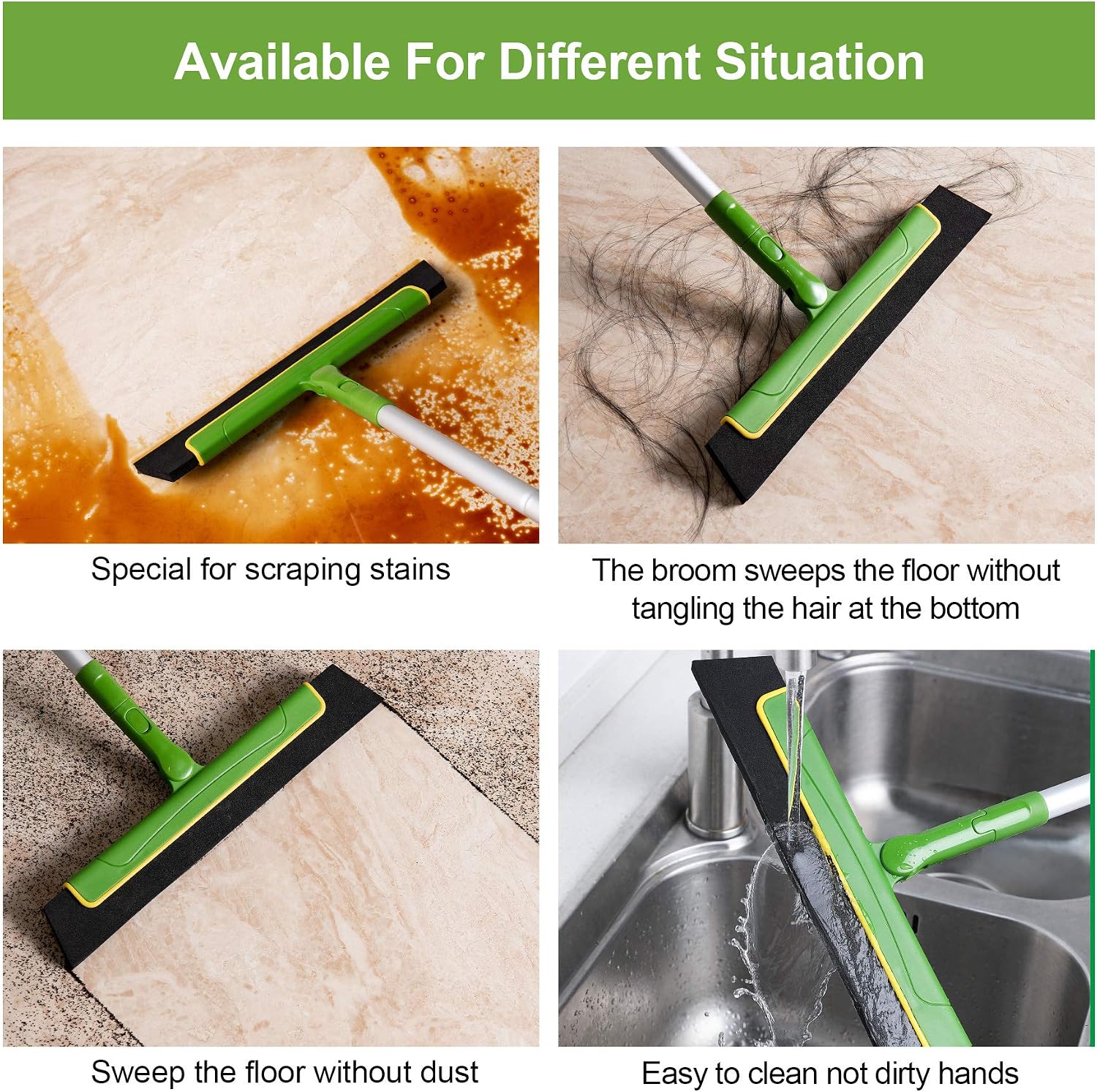 Thumbnail 1 de Eyliden 180° Rotating Floor Squeegee – 51in Long Handle, Non-Scratch Floor Cleaner for Shower, Windows, Tiles and More