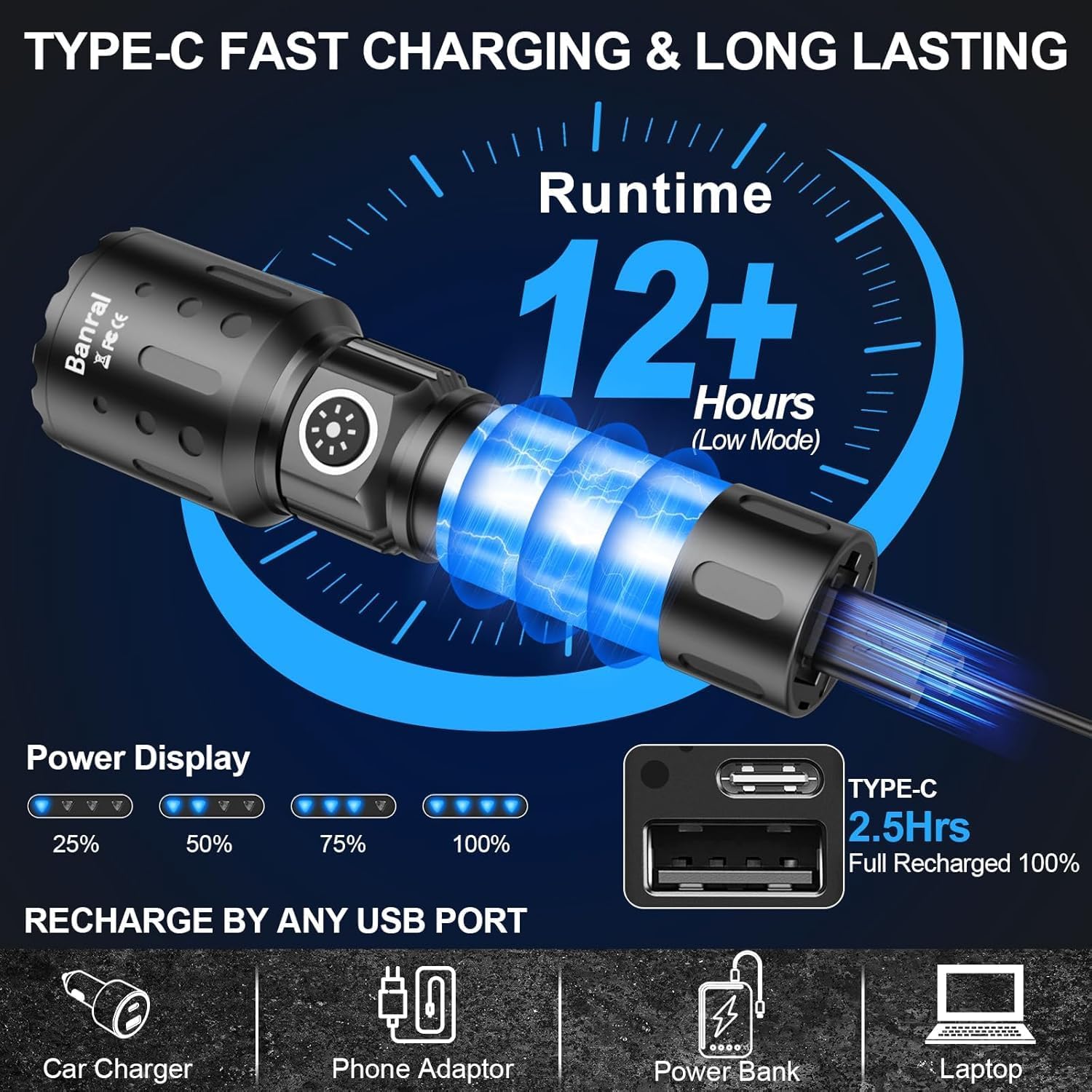 Thumbnail 4 de Banral Torches High Lumens Rechargeable Torch: Compact, durable, ready for any outdoor task