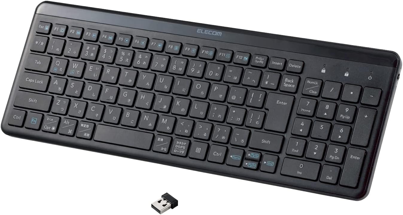 Detalle de エレコム TK-QT30DMBK 静音ワイヤレスキーボード、テンキー付き薄型コンパクト